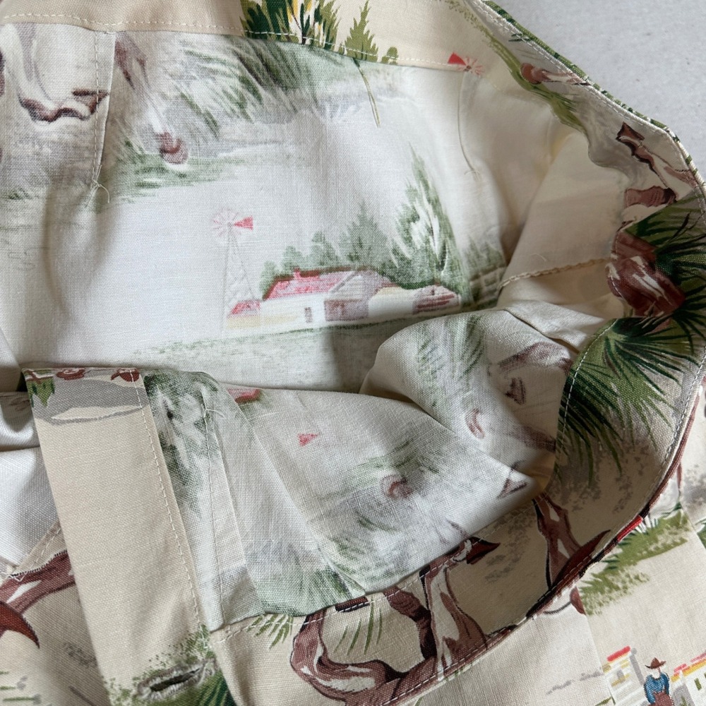 Vintage Western Cowgirl Horse Novelty Print Wrap Skirt Horse Head Buttons Tan 27 - Picture 8 of 8